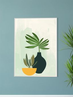 Nestroots - Serene Green Plant Bowl Art Canvas Wall Painting