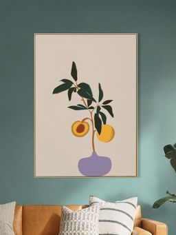 Nestroots - Vibrant Peach And Lush Plant Canvas Wall Painting