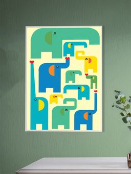 Nestroots - Playful Elephant Herd Print Canvas Wall Painting