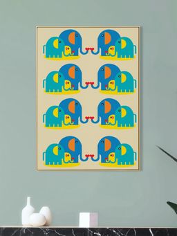 Nestroots - Colorful Elephant Herd Print Canvas Wall Painting