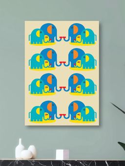 Nestroots - Colorful Elephant Herd Print Canvas Wall Painting