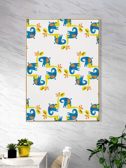 Nestroots - Blue And Orange Elephant Canvas Canvas Wall Painting