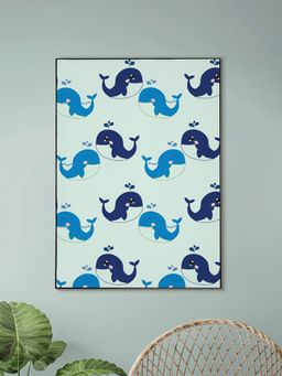 Nestroots - Elegant Blue Whale Pattern Decor Canvas Wall Painting