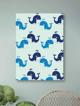 Nestroots - Elegant Blue Whale Pattern Decor Canvas Wall Painting