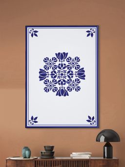 Nestroots - Sophisticated Blue Floral Canvas Print Wall Painting