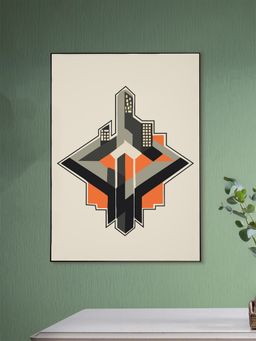 Nestroots - Dynamic Orange And Black Building Canvas Wall Painting Printed