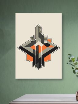 Nestroots - Dynamic Orange And Black Building Canvas Wall Painting Printed
