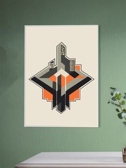 Nestroots - Dynamic Orange And Black Building Canvas Wall Painting Printed
