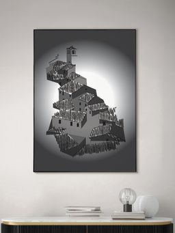 Nestroots - Majestic Castle Black And White Canvas Printed Wall Painting