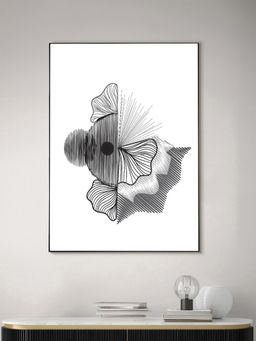 Nestroots - Elegant Black And White Fish Canvas Printed Wall Painting