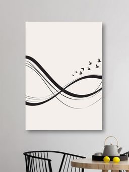 Nestroots - Abstract Wave Black White Canvas Printed Wall Painting