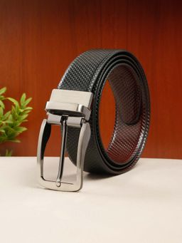 Teakwood - Men Texture Black & Brown Leather Reversible Belt