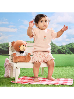 Softsens Baby - Peach Never Stop Blooming Half Frill Sleeves Top with Shorts
