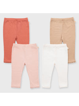 Softsens Baby - Multi-Colour Ribbed Trousers with Lace (Pack of 4)