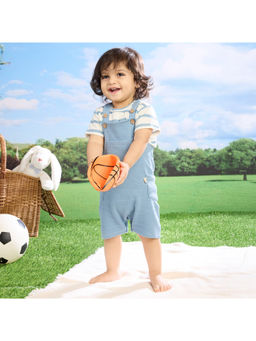 Softsens Baby - Blue Waffle Dungaree and Half Sleeves T-Shirt