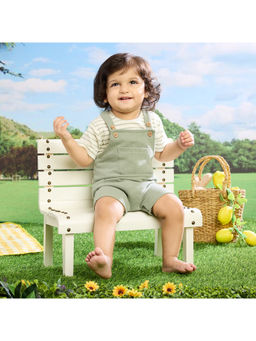 Softsens Baby - Iceberg Green Waffle Dungaree and Half Sleeves T-Shirt