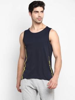 Off Limits - Men Pol Stripe Blue Sl Tank