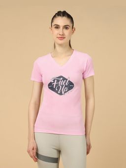 Off Limits - Women Printed Fuel Up Pink T-Shirt