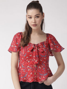 Twenty Dresses by Nykaa Fashion - Red Lady Like Floral Top