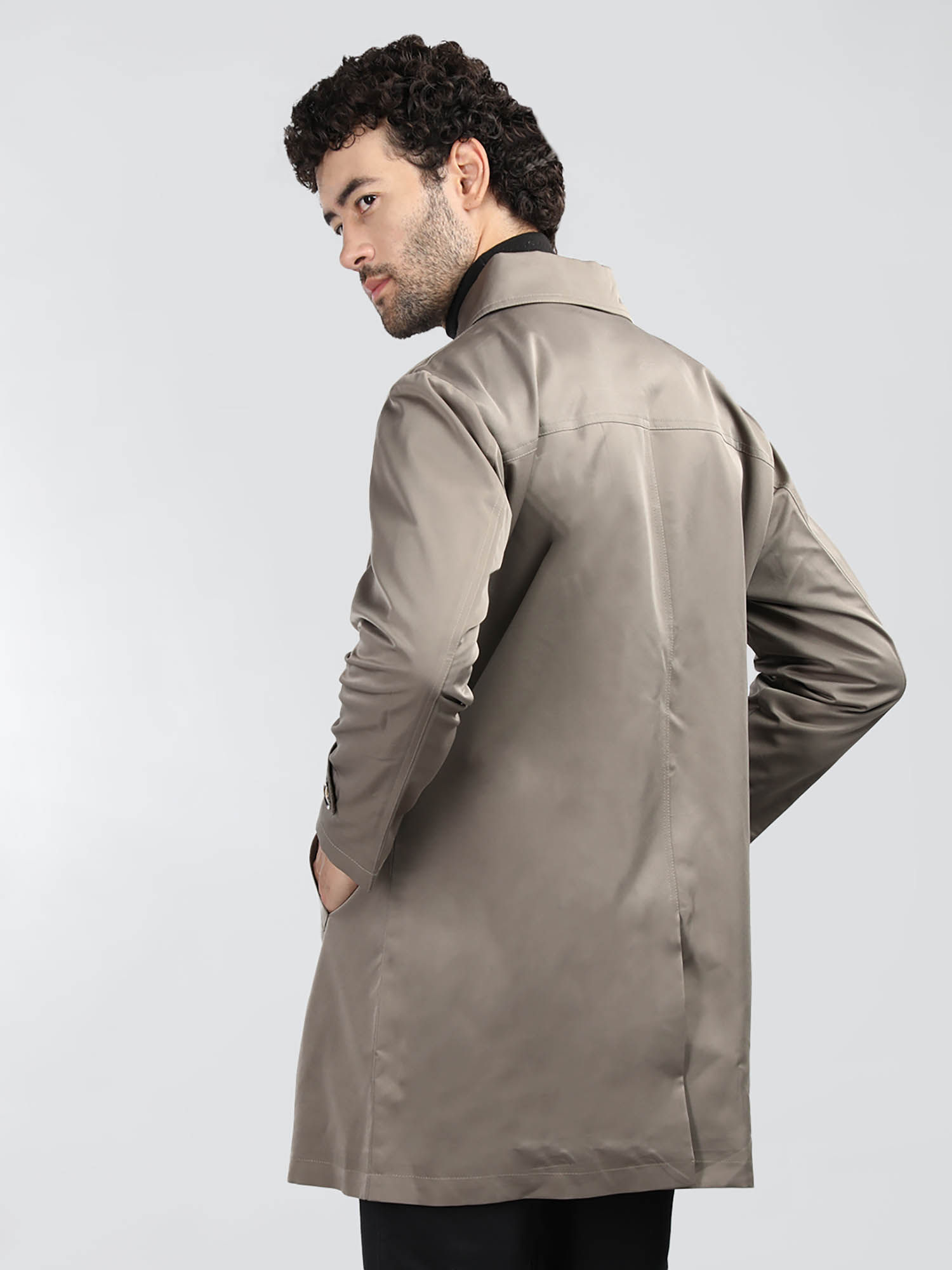 Buy CHKOKKO Men Semi Winter Wear Trench Coat Met Grey Online