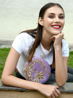 Odette - Purple Embellished Clutch