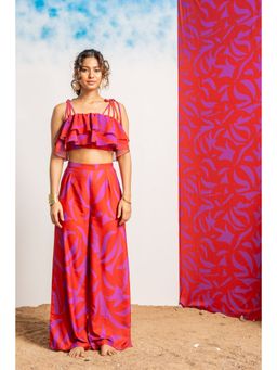 Erotissch - Women Red Printed Beachwear Co-Ord (Set of 2)