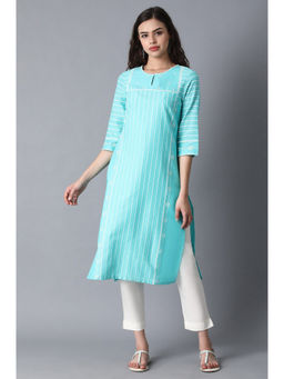 WISHFUL by W - Green Geometric Kurta