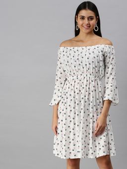 SHOWOFF - Women White Floral Off Shoulder Dress