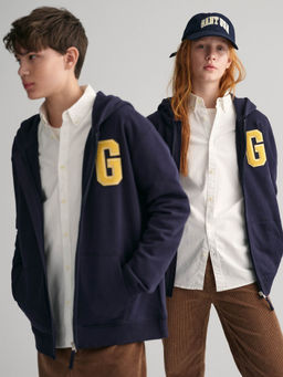 GANT - Kids Navy Blue Solid Hooded Sweatshirt