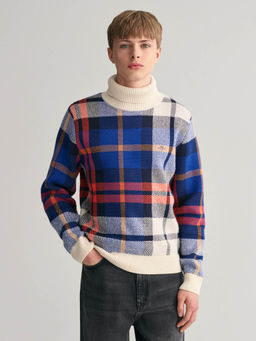 GANT - Kids Checked Round Neck Full Sleeves Sweater