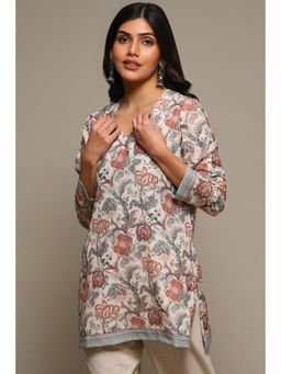 Biba - Women Multi-color Floral Printed Poly Crepe Straight Kurti