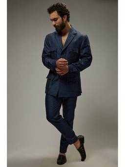 Abees - Navy Blue Linen Co-ord Set