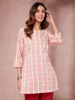 Fabindia - White Cotton Hand Block Printed Kurti
