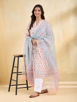 Fabindia - Natural Cotton Hand Block Printed Dupatta and Kurta