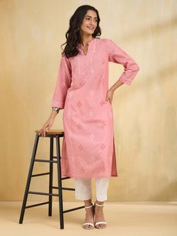 Fabindia - Pink Cotton Long Kurta