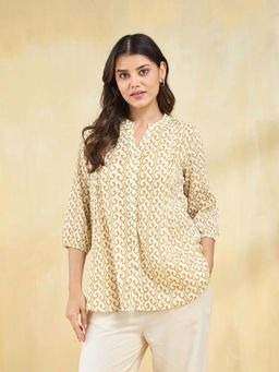 Fabindia - Mustard Cotton Printed Tunic