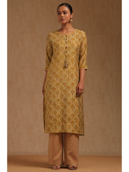 Soch - Mustard Muslin Ethnic Motifs Kurta