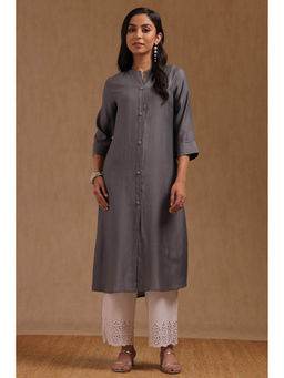 Soch - Grey Viscose Blend Solid Kurta