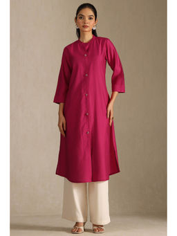 Soch - Pink Viscose Blend Solid Kurta