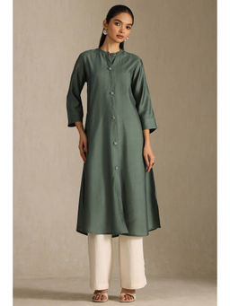 Soch - Green Viscose Blend Solid Kurta
