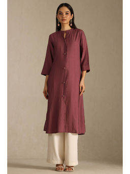 Soch - Wine Viscose Blend Solid Kurta