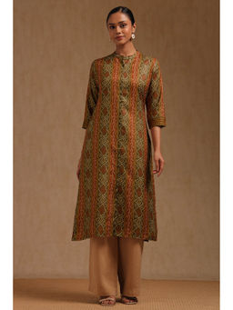 Soch - Olive Rayon Bandhani Printed Kurta