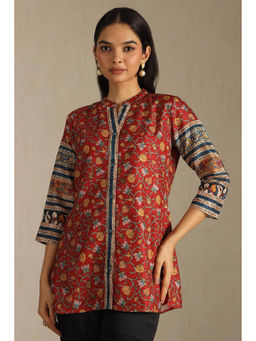 Soch - Rust Art Silk Floral Printed Tunic