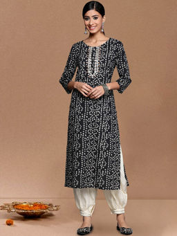 Varanga - Black Printed Cotton Kurta