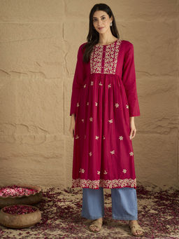Varanga - Thread Embroidered High Slit Kurta