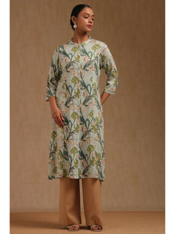 Soch - Powder Blue Rayon Floral Printed Kurta