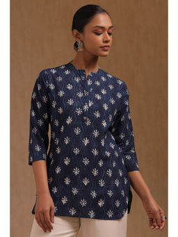Soch - Navy Blue Cotton Batik Printed Tunic