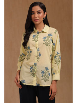 Soch - Light Yellow Cotton Floral Printed Shirt