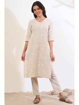 Aurelia - Women Natural Printed Cotton Blend Straight Kurta with Pant (Set of 2)