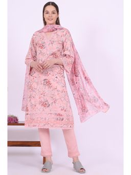 Aurelia - Women Pink Printed Straight Kurta with Pant and Dupatta (Set of 3)